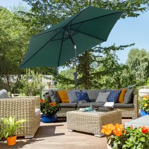 Outsunny Patio Umbrella Parasol Sun Shade Garden Aluminium Green 2.6M