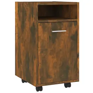 Berkfield Side Cabinet with Wheels Smoked Oak 33x38x60 cm Engineered Wood