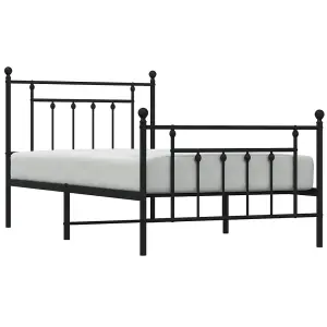 Berkfield Metal Bed Frame with Headboard and Footboard Black 100x190 cm