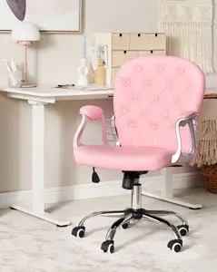 Office Chair Faux Leather Pink PRINCESS