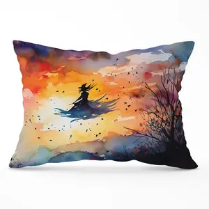 A Watercolor Featuring A Graceful Witch Witch Cushions 33cm x 48cm