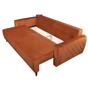 Roma 3 Seater Sofa Bed with Storage - Copper (VELUTTO33)