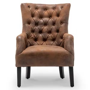 Faux Leather Suede Brown Gabriella Accent Chair