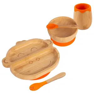 5pc Bamboo Monkey Baby Weaning Set - Orange