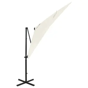 Berkfield Cantilever Umbrella with Pole and LED Lights Sand 250 cm