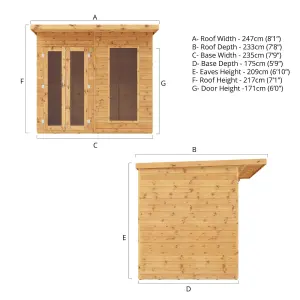 Mercia Maine 8x6 ft with Double door & 1 window Pent Wooden Summer house