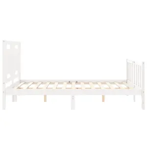 Berkfield Bed Frame with Headboard White King Size Solid Wood