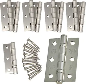 EAI - 3" Internal Door Hinges & Screws G7 FD30  - 76x50x2mm Square - Satin Nickel Plated Pack 5 Pairs