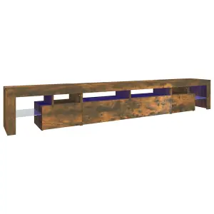 Berkfield TV Cabinet with LED Lights Smoked Oak 260x36.5x40 cm