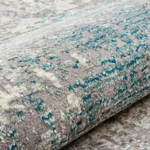 Modern Rug, Abstract Rug for Bedroom, & Living Room, Stain-Resistant Rug, 7mm Thick Teal Abstract Rug-80cm X 150cm