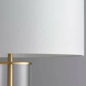 2 PACK Touch Dimmable Table Lamp Gold Glass & White Shade Modern Bedside Light