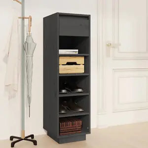 Berkfield Shoe Cabinet Grey 34x30x105 cm Solid Wood Pine