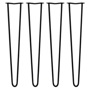 4 x Hairpin Leg - 28 - Black - 2 Prong - 12m