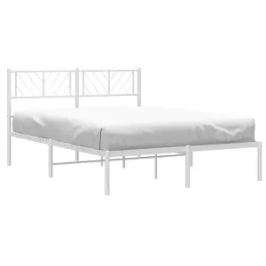 Berkfield Metal Bed Frame with Headboard White 140x200 cm