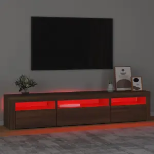 Berkfield TV Cabinet with LED Lights Brown Oak 195x35x40 cm