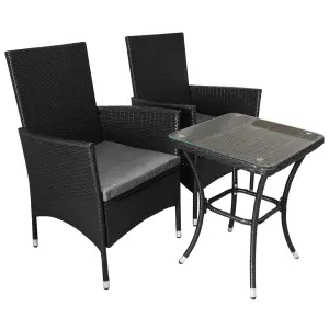 Rattan Bistro Set Furniture 3 PCs Patio Weave Companion Chair Table Set  2 Seater FREE Cover