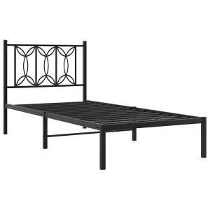 Berkfield Metal Bed Frame without Mattress with Headboard Black 90x190cm