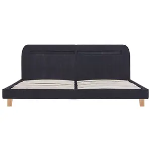 Berkfield Bed Frame with LED Dark Grey Fabric 150x200 cm 5FT King Size