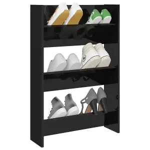 Berkfield Wall Shoe Cabinet High Gloss Black 60x18x90 cm Engineered Wood