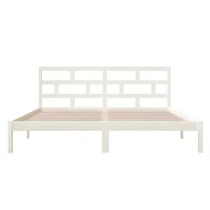 Berkfield Bed Frame White Solid Wood Pine 140x190 cm