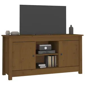 Berkfield TV Cabinet Honey Brown 103x36.5x52 cm Solid Wood Pine