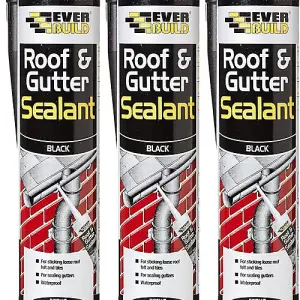 Everbuild Everflex Roof and Gutter Sealant, Black, 300ml (Pack of 3)