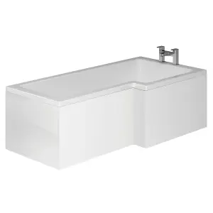 Novela Right Hand L-Shape Shower Bath - 1700x820mm with White Bath Panel