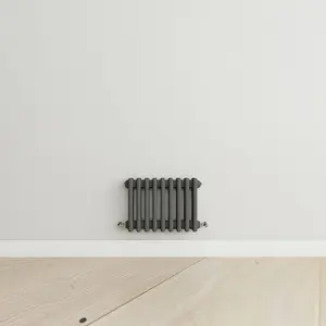 Horizontal Anthracite Triple Column Radiator (H) 300mm x (W) 425mm, 1320 BTU.