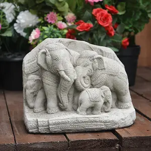 Stunning Elephant Family Garden Ornament