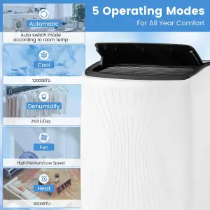 Costway 12000 BTU Portable Air Conditioner Smart WiFi Enabled Home AC Unit