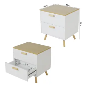 48 x 40 x 54cm Wooden Side Cabinet with 2 Drawers, Assembly Required