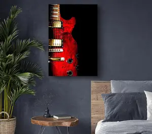 Red Electric Guitar Canvas Print Wall Art - Medium 20 x 32 Inches