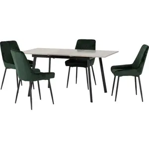 Raffaele 4 - Person Butterfly Leaf Dining Set Emerald Green/Black