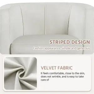 Yaheetech Beige Upholstered Velvet Club Chair