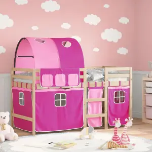 Berkfield Kids' Loft Bed with Tunnel without Mattress Pink 80x200 cm