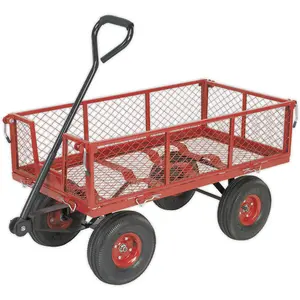 200kg Heavy Duty Platform Truck with Removable Sides and Pneumatic Wheels for Versatile Hauling