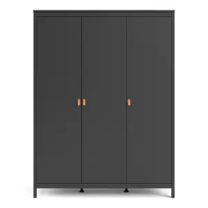 Barcelona Wardrobe with 3 doors in Matt Black