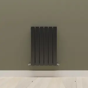 Horizontal Black Double Flat Panel Radiator (H) 600 mm x (W) 408 mm, 2036 BTU.