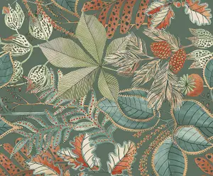 Belgravia Eden Floral Leaf Wallpaper Green 3781