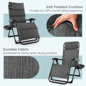 Costway Patio Metal Zero Gravity Chair Outdoor Folding Recliner with Removable Cushion