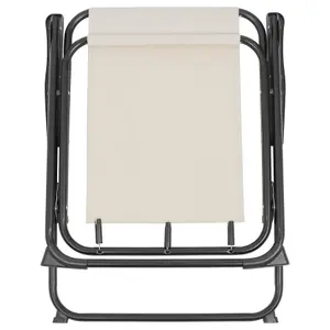 Harbour Housewares Folding Metal Beach Chair - Matt Black/Beige