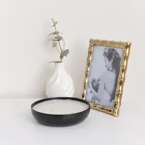 Melody Maison Round Hammered Black 3 Wick Candle Pot