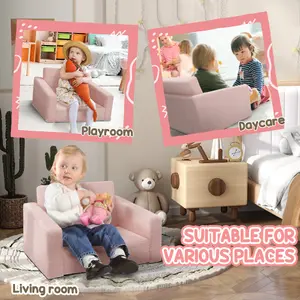 AIYAPLAY 2 in 1 Kids Chair Recliner with Washable Cushion, Cover, Pink