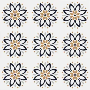 QuoteMyWall Floral Dots Pattern Tile Stickers Pack Peel & Stick Tile Decals For Kitchen & Bathroom (16 Pack)