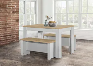 Birlea Highgate Dining Table & Bench Set Grey & Oak