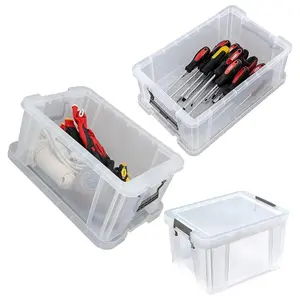 2 x 24 Litres Multipurpose Strong Reinforced Clear Snap Closure Storage Containers With Lids & Handles