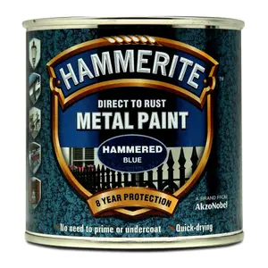 Hammerite Blue Hammered effect Multi-surface Exterior Metal paint, 250ml