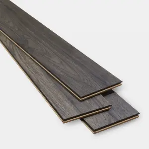 GoodHome Shildon Dark grey Dark wood effect Laminate Flooring, 1.76m²