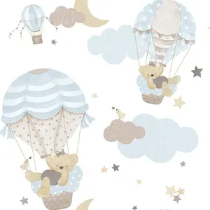 Galerie Little Explorers 2 Blue Hot Air Balloons Wallpaper Roll