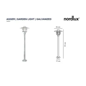 Nordlux Agger Outdoor Patio Terrace Garden Light In Galvanized (Height) 83cm